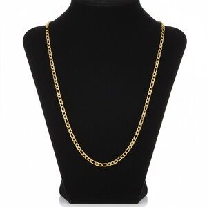 Luxury Gold-Plated 24" Iced Out Figaro Link Chain Necklace